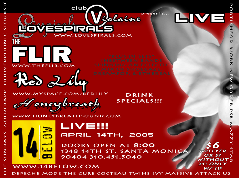 Flyer for THE FLIR's show on 14 April 2005 at 14 Below, Santa Monica