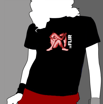 Black babydoll shirt with THE FLIR Human Heart logo screen printed on the front