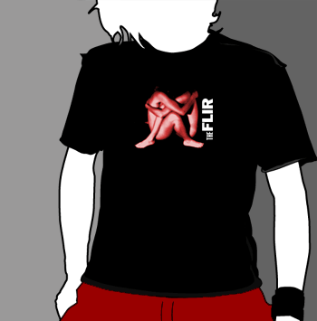 Black T-shirt with THE FLIR Human Heart logo screen printed on the front